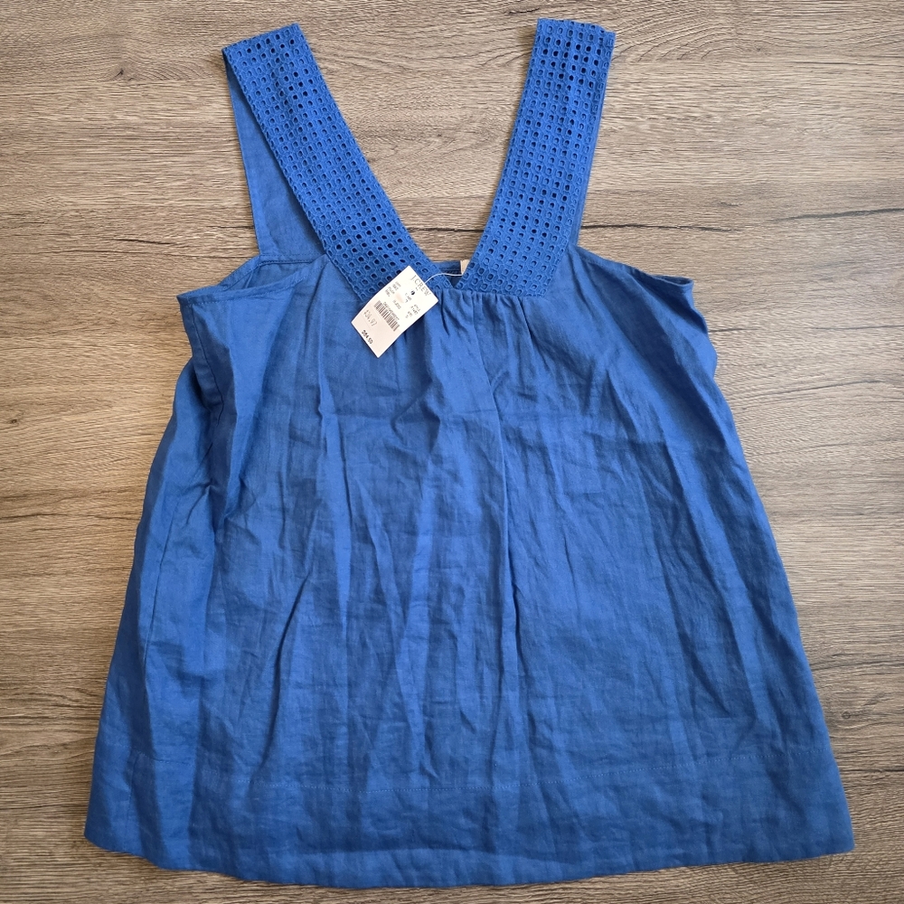 J.Crew Linen Lace Shell Sleeveless Top Size 0 Blue